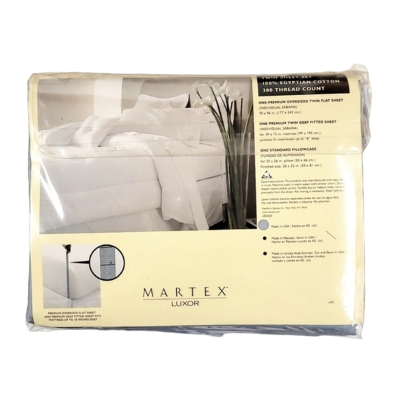 Martex Luxor Twin Sheet Set 100% Egyptian Cotton 300 Thread Count Shadow Blue - Picture 2 of 5